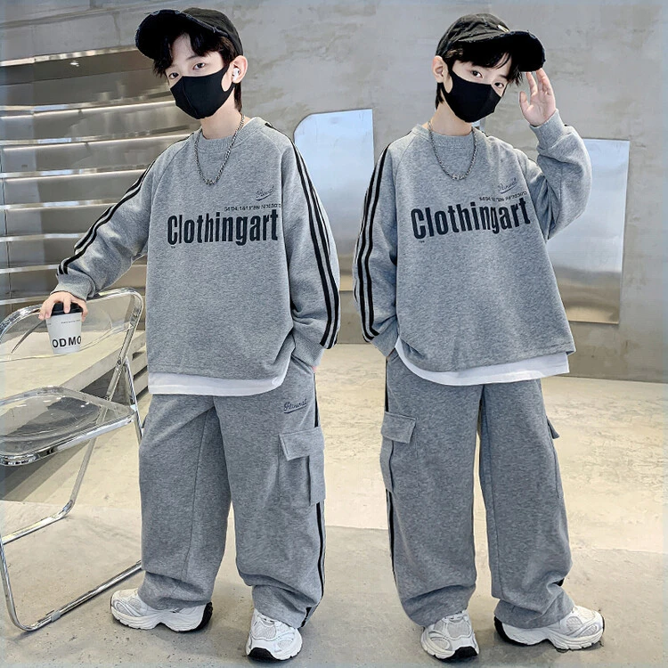 男童秋装套装2025新款中大童春秋款男孩帅气时髦儿童潮酷运动卫衣