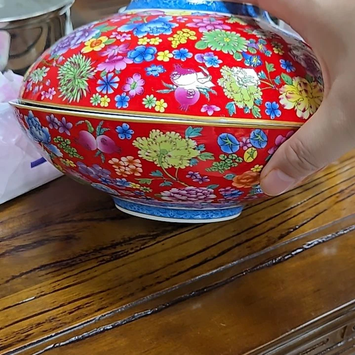幽***兰瓷片微瑕珐琅彩万花8寸2个66666