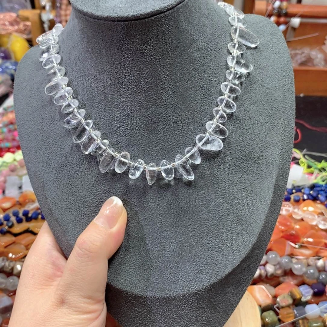 玛瑙/玉髓合金珠宝半成品白水晶牙一条