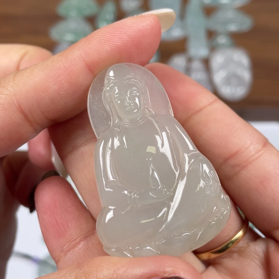 翡翠裸石福利糯种素衣观音