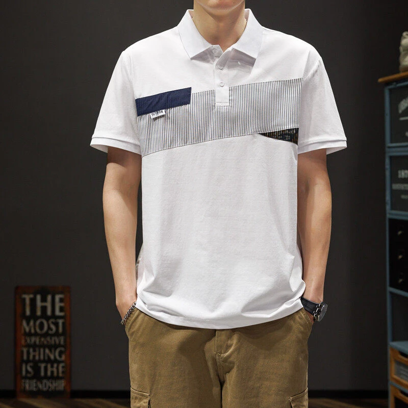 夏季刺绣棉质POLO衫男士时尚休闲拼接百搭短袖翻领t恤K11-BS510