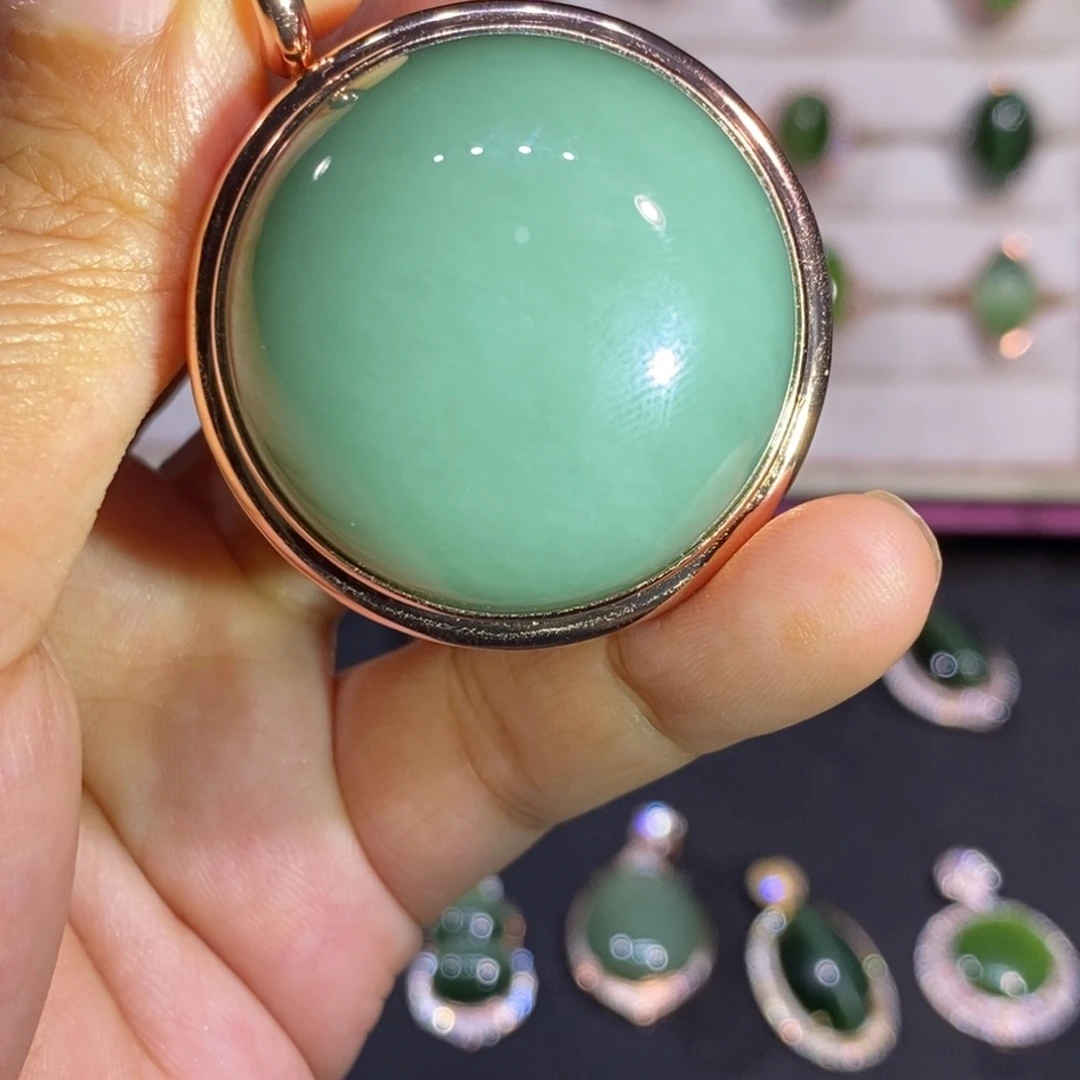 和田玉（碧玉）银S925镶嵌颈饰