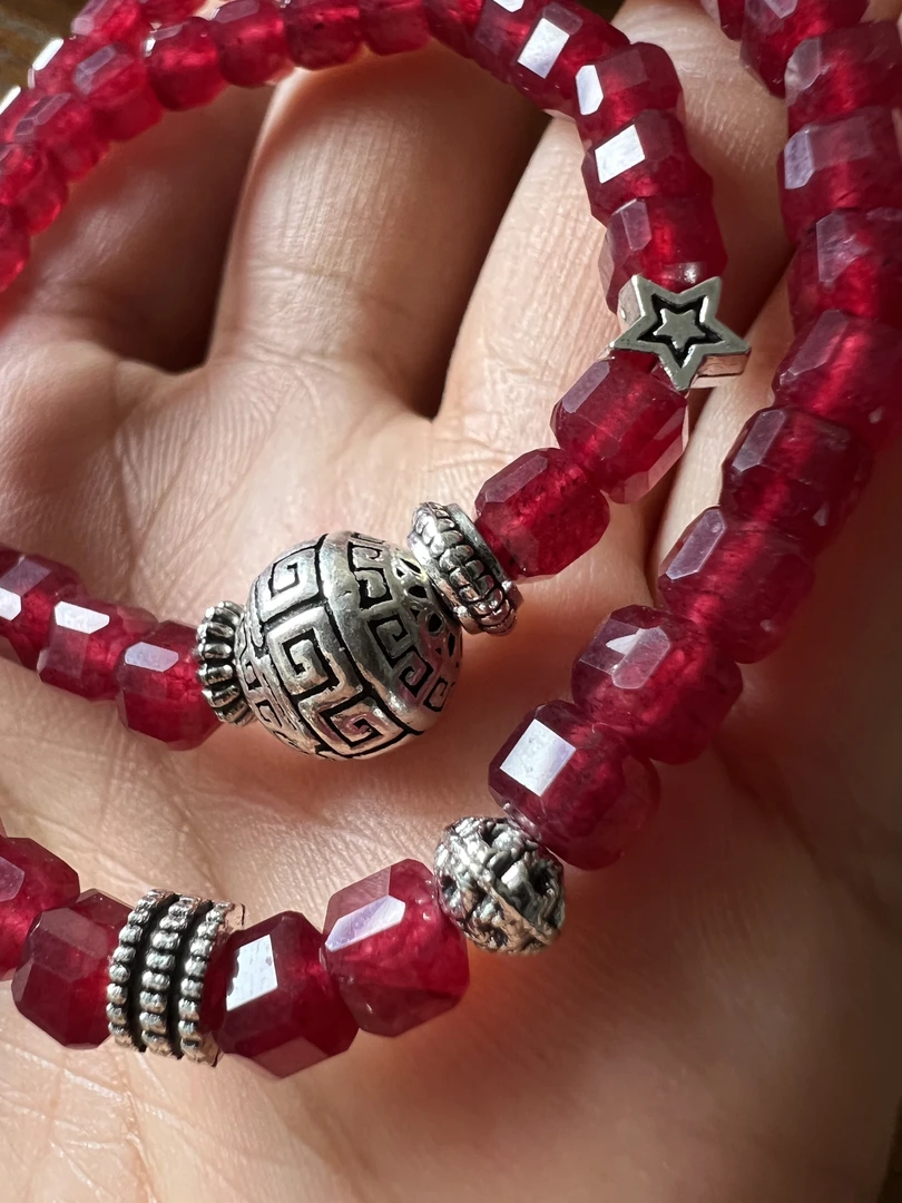 合金吊坠 多切工艺手串配饰（小手围）饰品红色多层