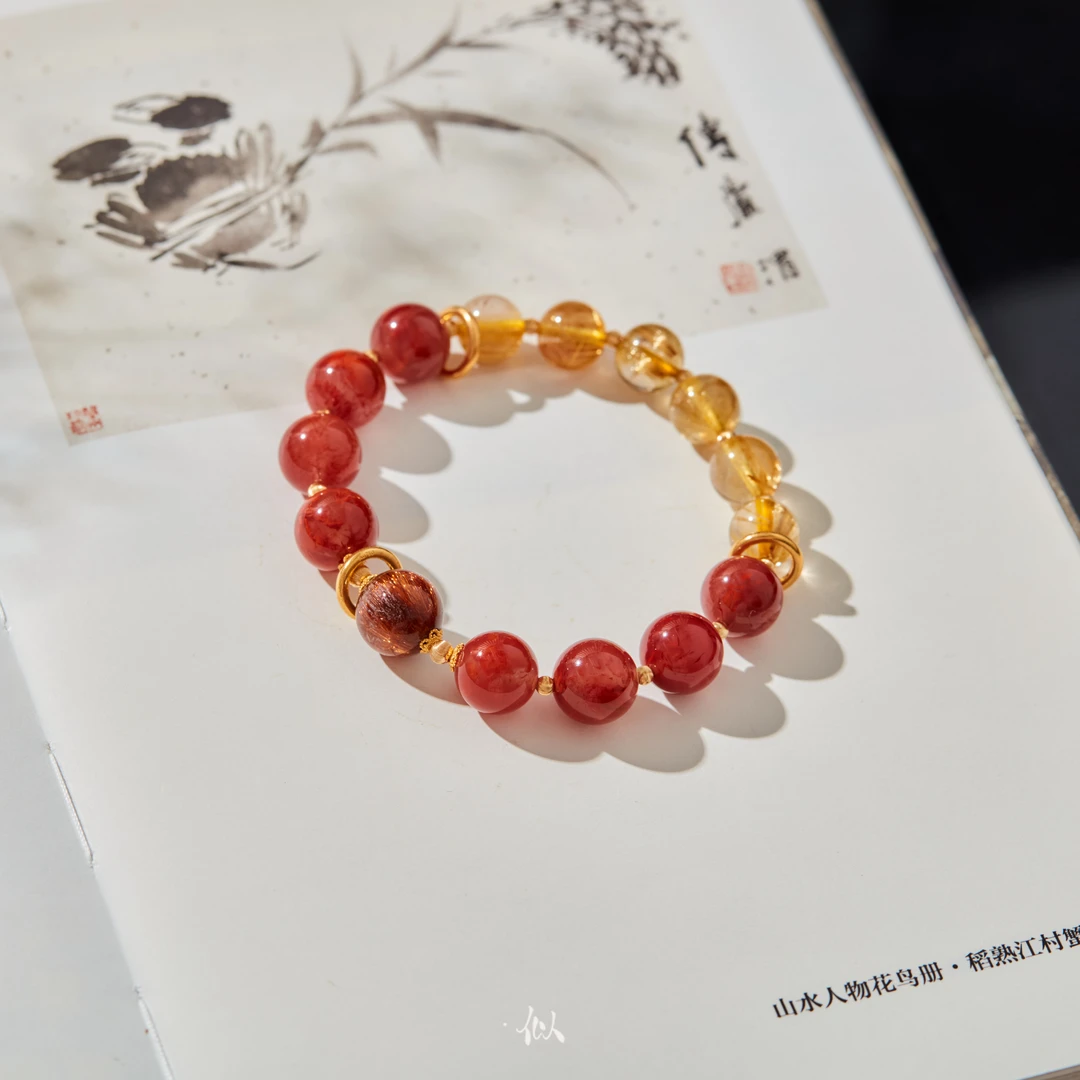 【知意】·似梓珠宝· 18K南红金发晶单圈手串 SZCC2402705