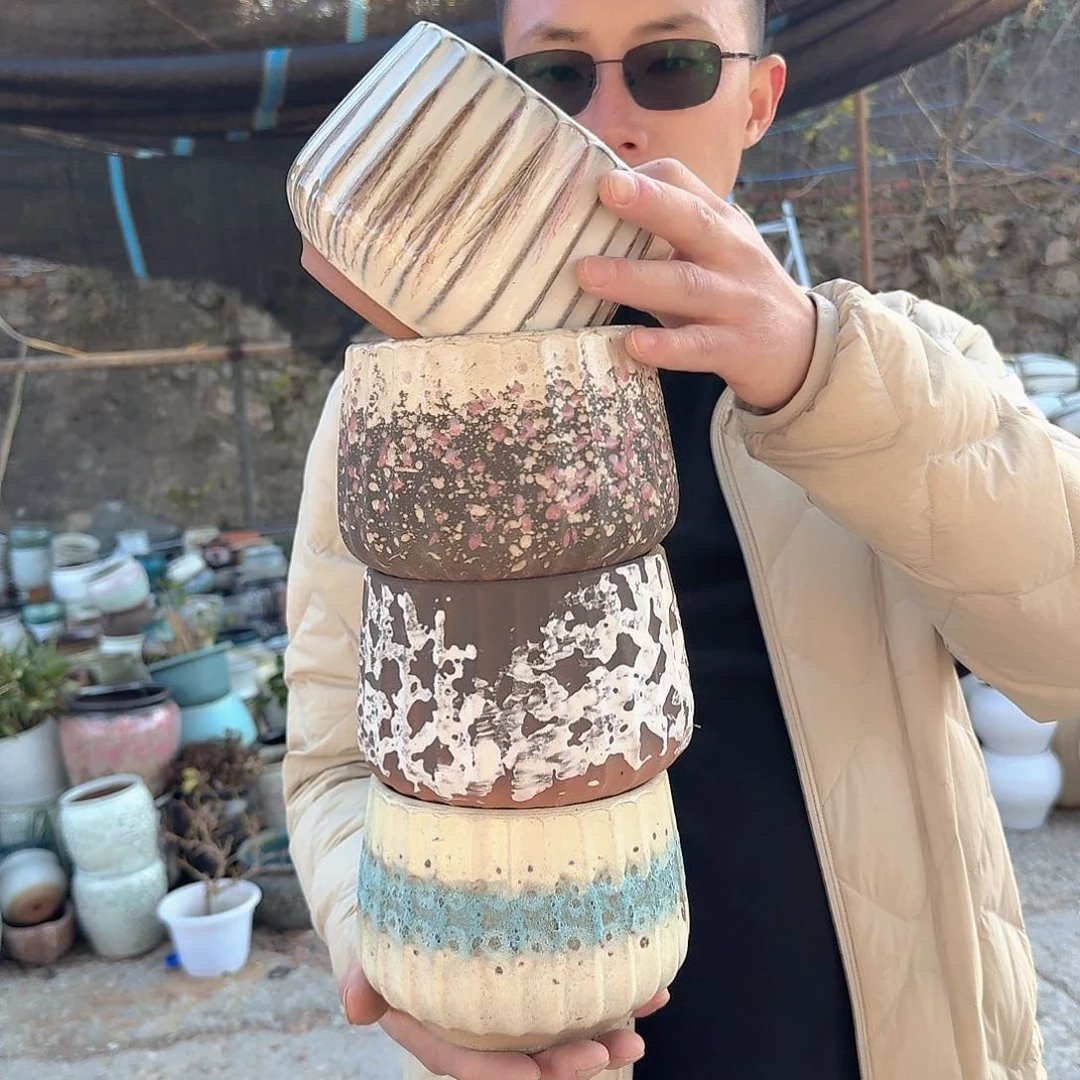 紫砂花盆口14高11（四个胡巴蛋壳注意颜色