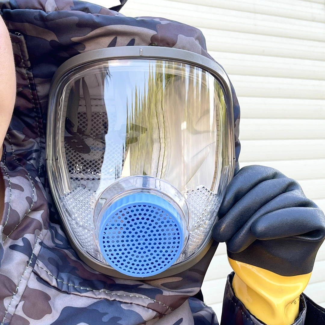 带风扇透明马蜂服面罩防喷毒捉马蜂防蜇防护专用配件