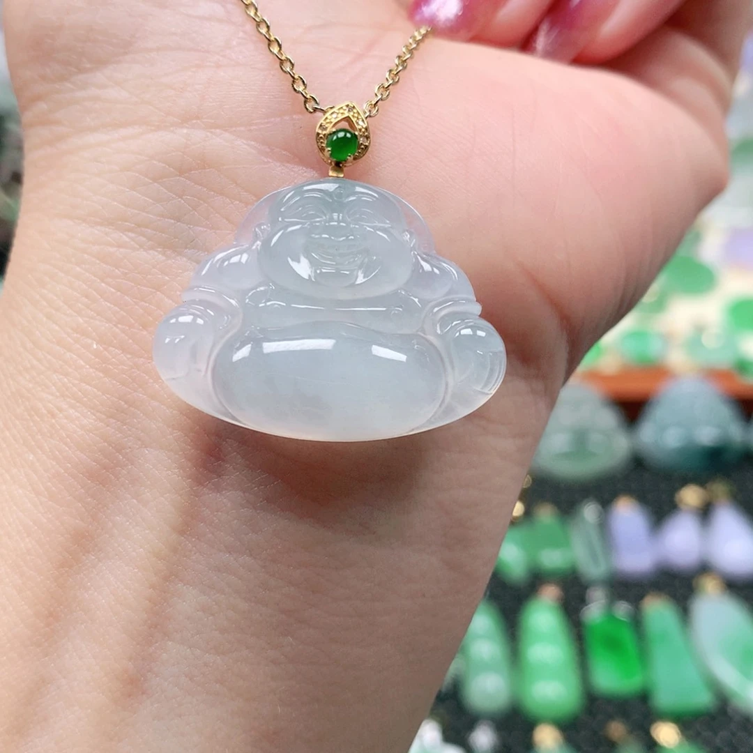 吊坠(不含链)18K金镶嵌翡翠