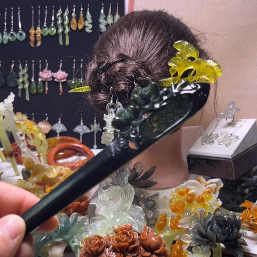 【闪购商品】合金蛇纹石玉发饰