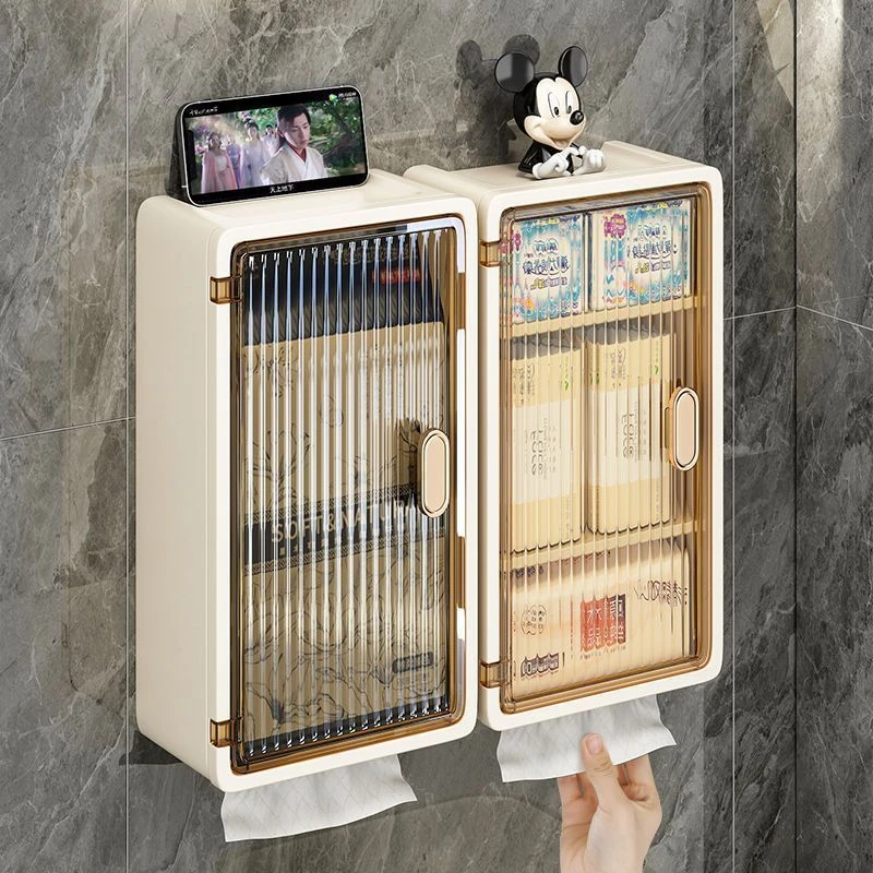 卫生间厕纸盒免打孔卫生纸置物架壁挂式防水家居卫生巾收纳盒CCC