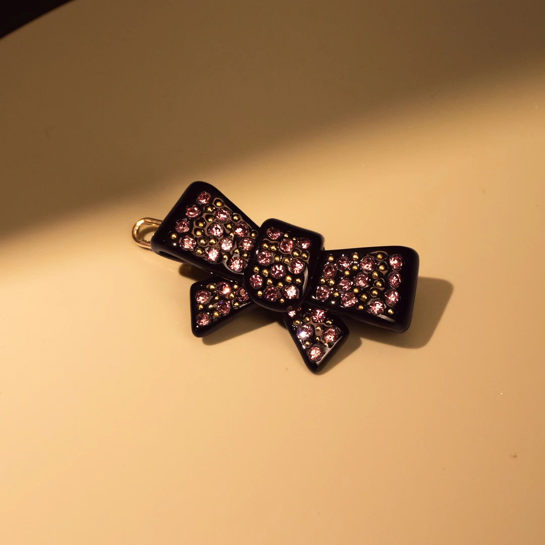 法*【Al**P】满钻蝴蝶结醋酸边夹#0480