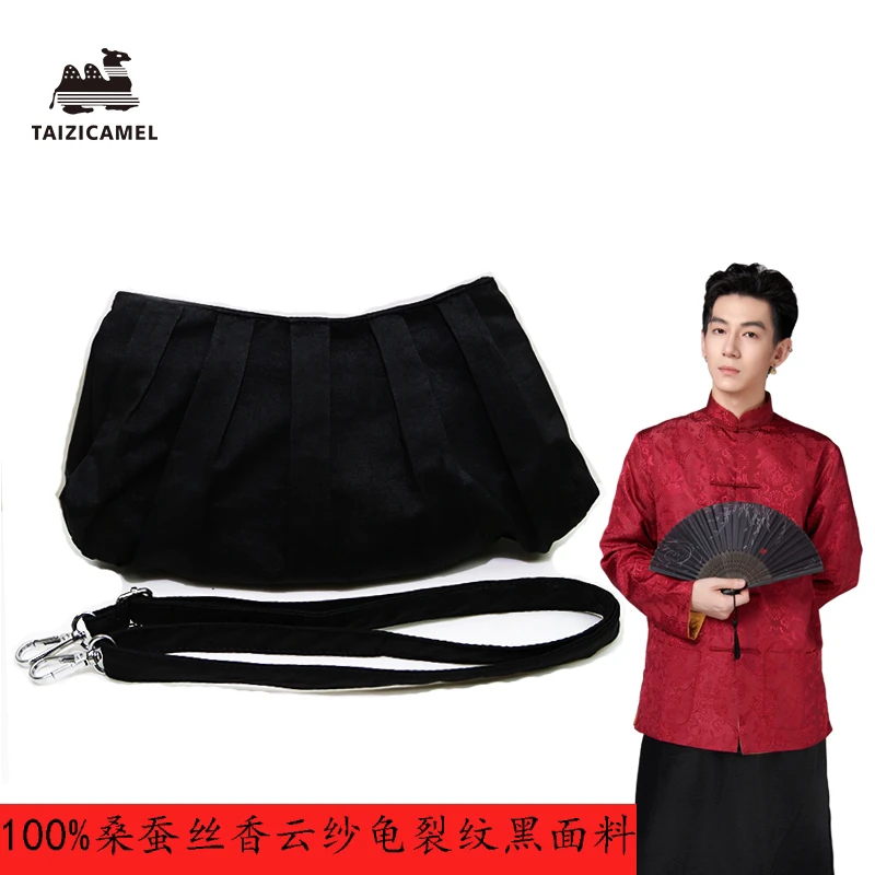 休闲桑蚕丝真丝香云纱龟裂纹女士手包肩包高端轻奢气质褶皱斜挎包