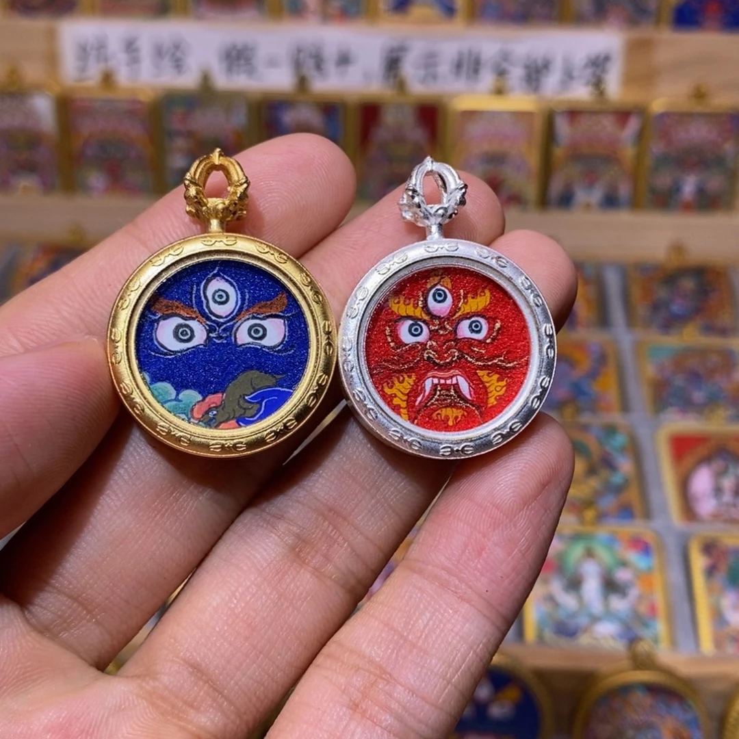 *****吊坠红财神➕黑财神纯手绘唐卡