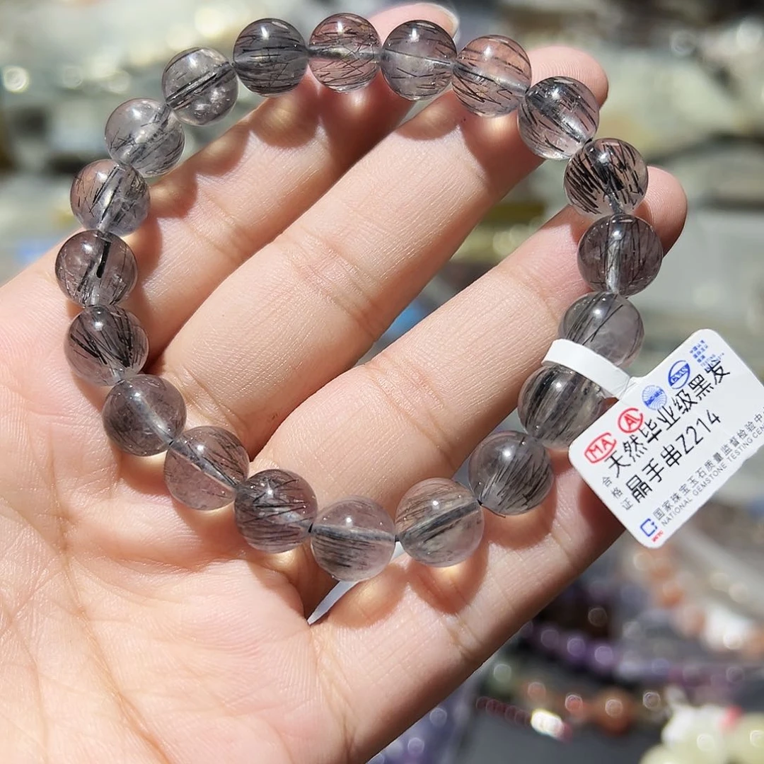 水晶手链未镶嵌毕业黑发晶10毫米40号