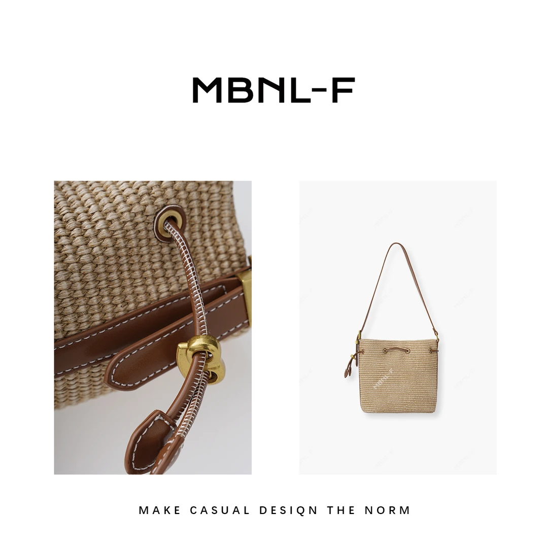 MBNL-F“草编水桶包” 2024S/S新品 百搭度假风单肩包 秦磊XM-B9855
