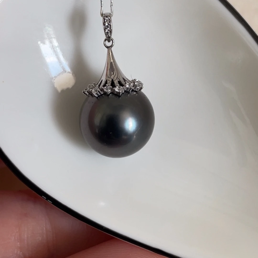 18K金镶嵌海水珍珠吊坠(不含链)12.5mm