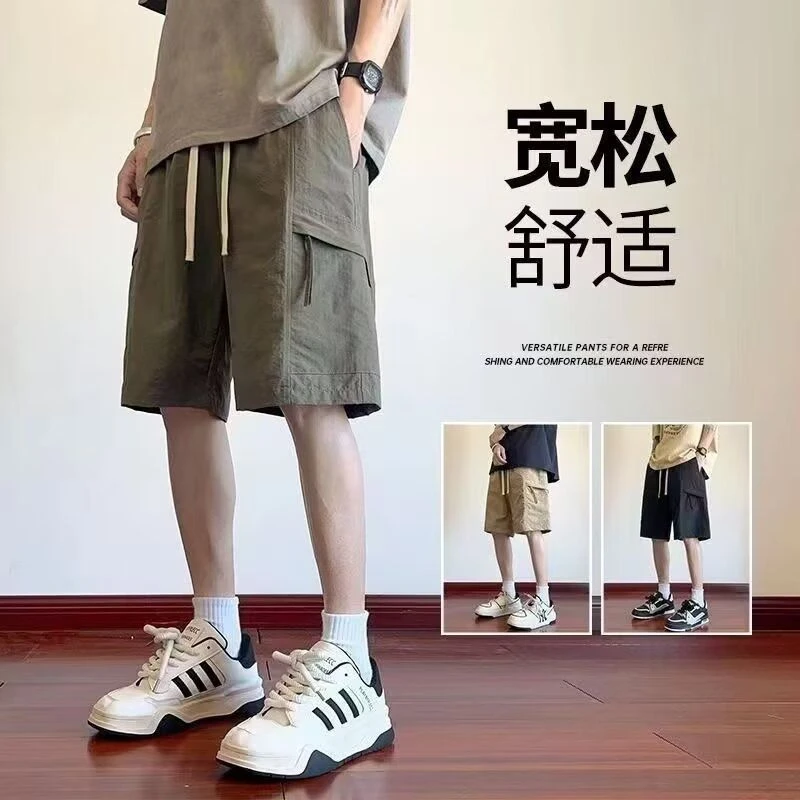 多口袋工装短裤男款2025新款夏季潮牌美式机能裤子宽松直筒五分裤