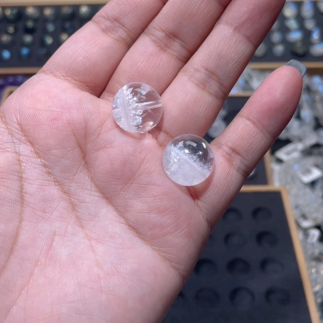 ****未镶嵌颈饰水晶白幽灵单珠直径15mm2颗