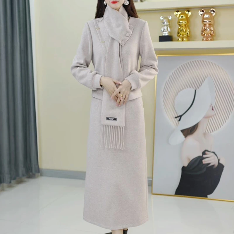 【套裙+外套】A508图片色套装优雅气质时尚减龄显瘦秋冬设计感