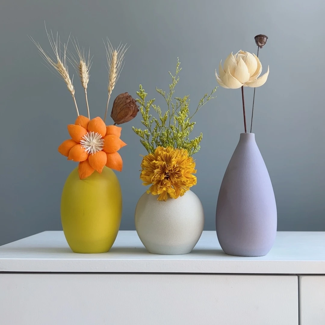 摆件陶瓷小花瓶摆件含花总高约20-30cm