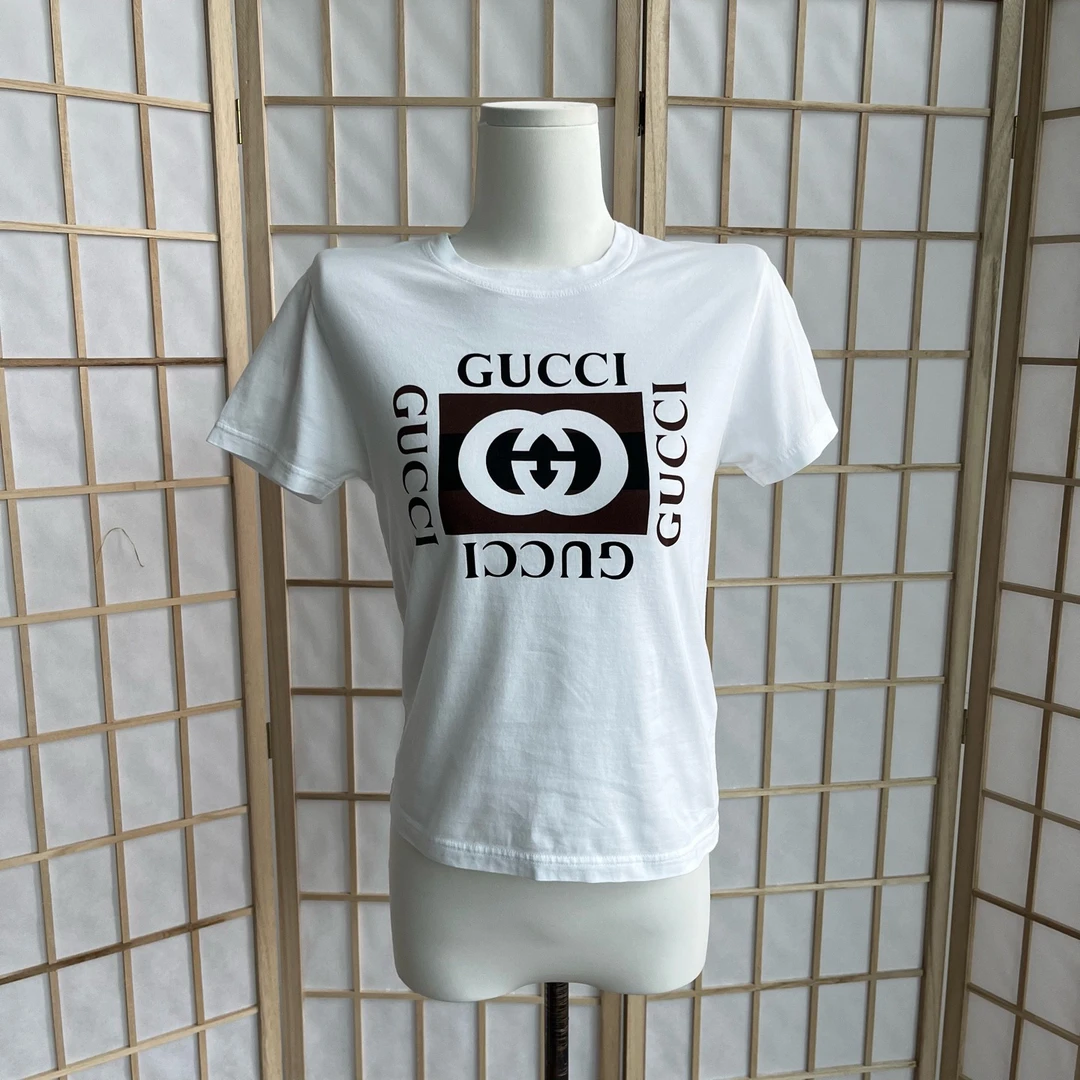 99新 GUCCI/古驰 A9624 Gucci 白色短袖 无领标 99新 S码 肩宽38