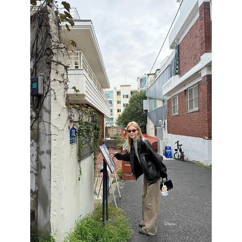 【美式复古】豹纹牛仔裤136
