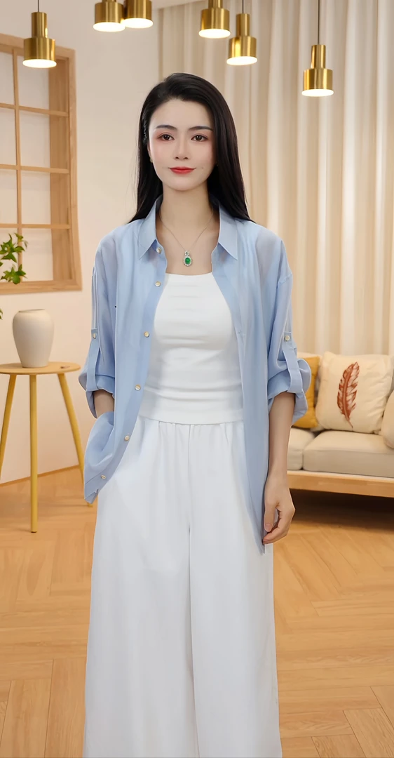 DANOULI/丹欧俪莱赛尔天丝防晒衬衫女夏季新款慵懒风宽松长袖