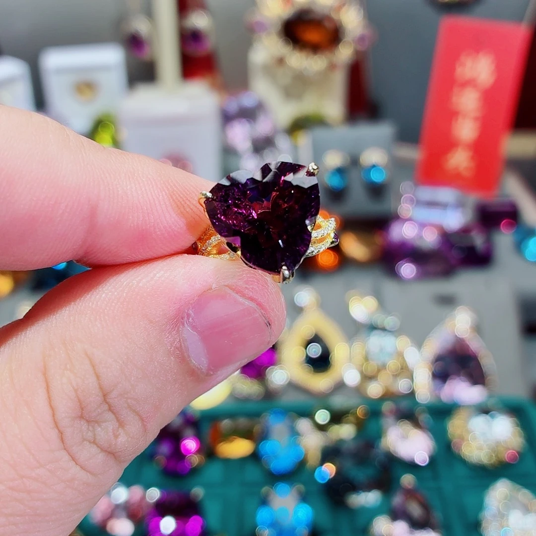 紫晶戒指银S925镶嵌戒指