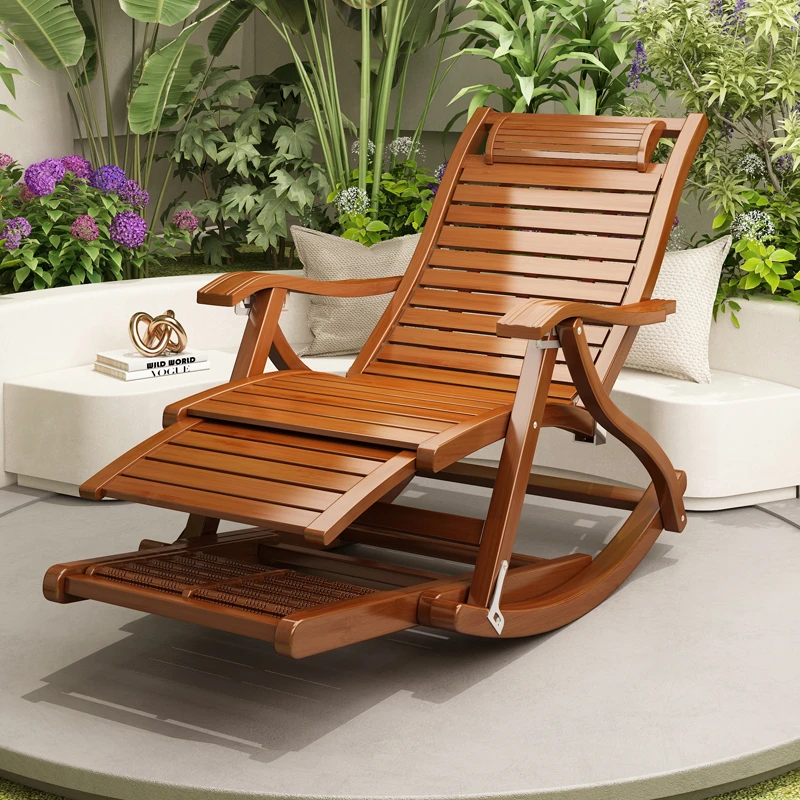 躺椅折叠大人竹摇摇椅家用舒适午休凉椅懒人老人阳台休闲摇摇躺椅