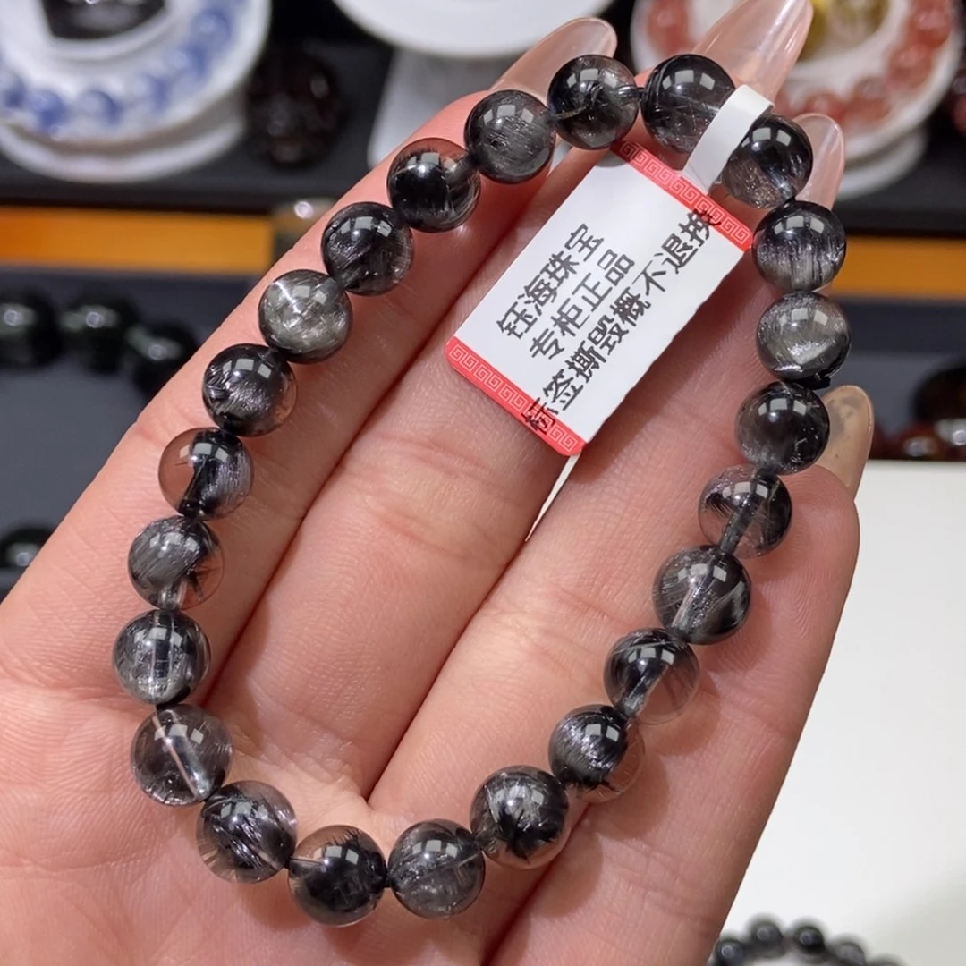 水晶黑银钛手串未镶嵌✨***✨8mm