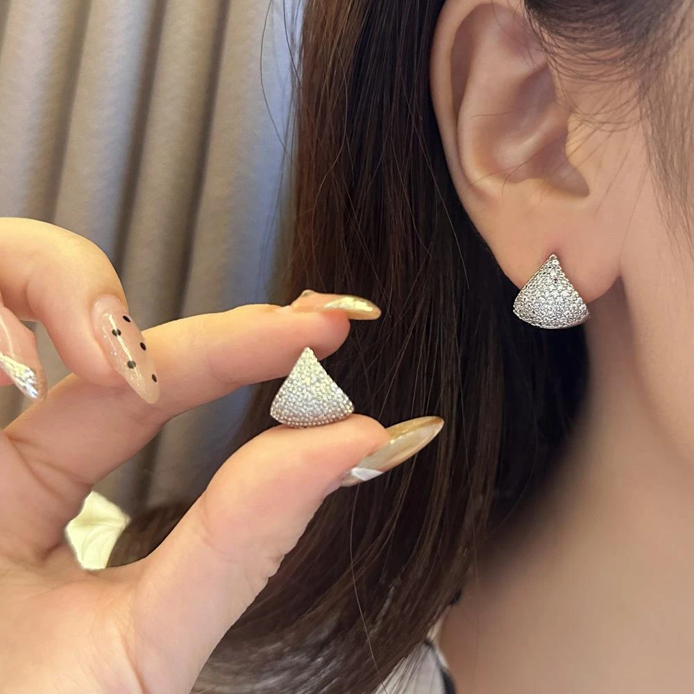 铜合金锆石耳饰 ins风锆石个性百搭高级感耳环小众冷淡风轻奢小铃