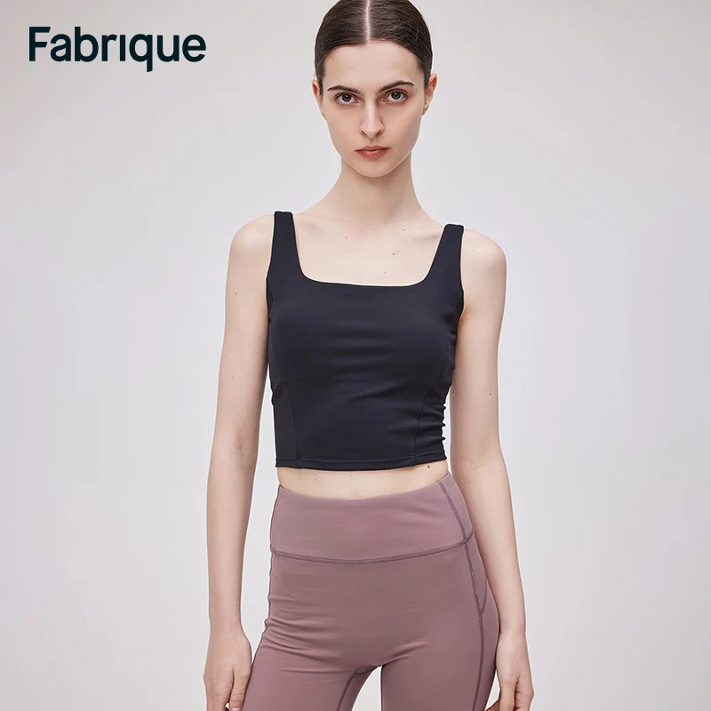 Fabrique黑色夜光萤火虫Logo运动紧身女背心打底24上衣高能感135