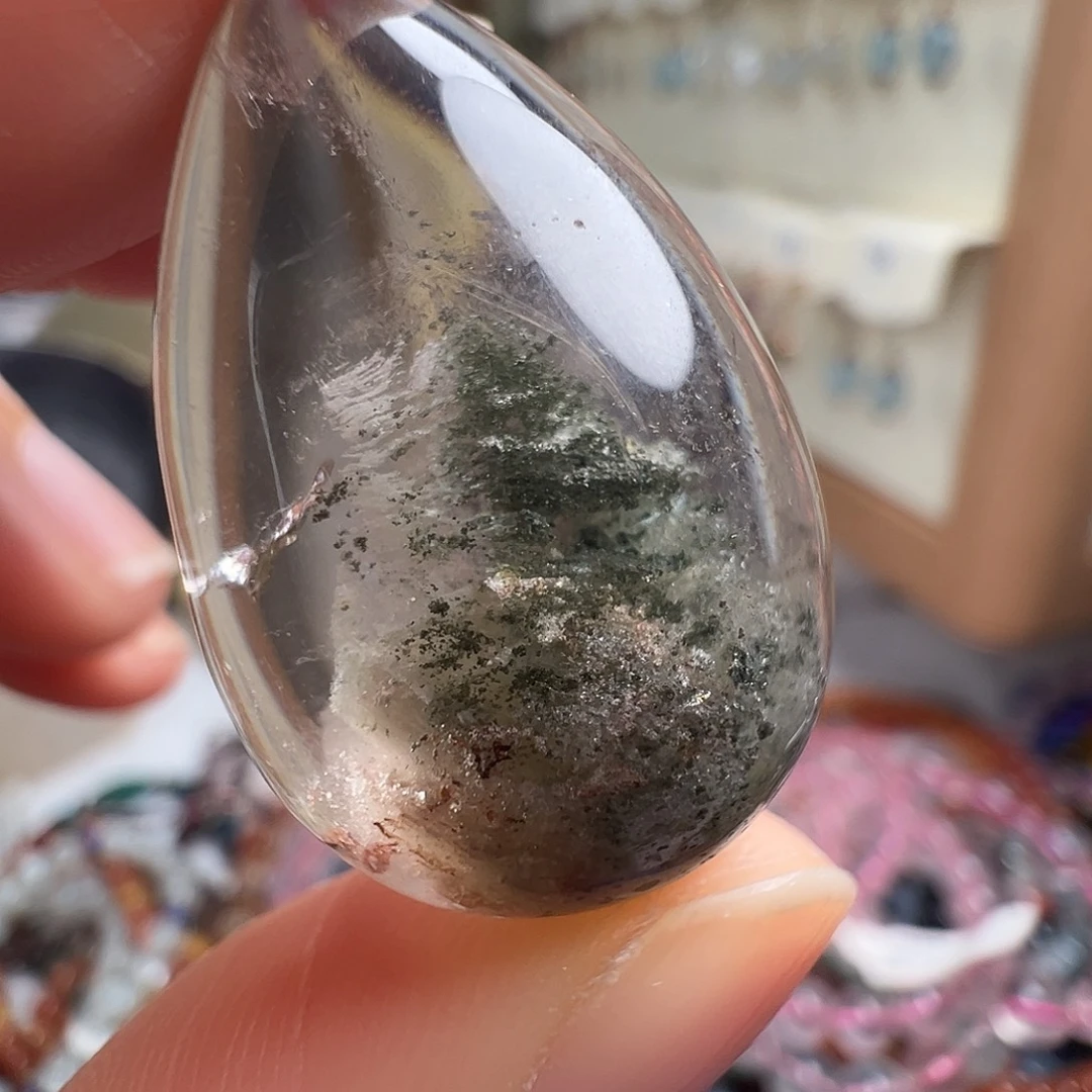 水晶颈饰银S925镶嵌天然幽灵水晶