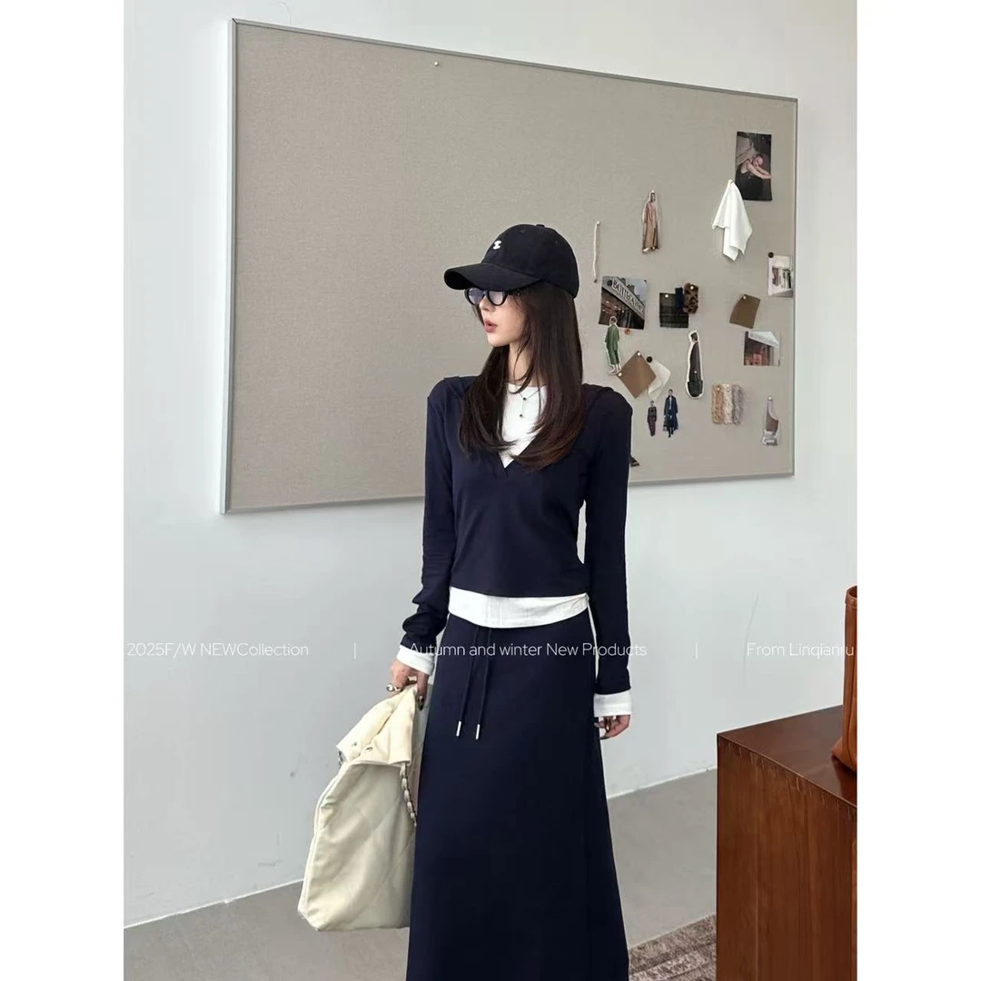 【林千入·】简约风休闲风时尚套装高腰复古小众显瘦套装
