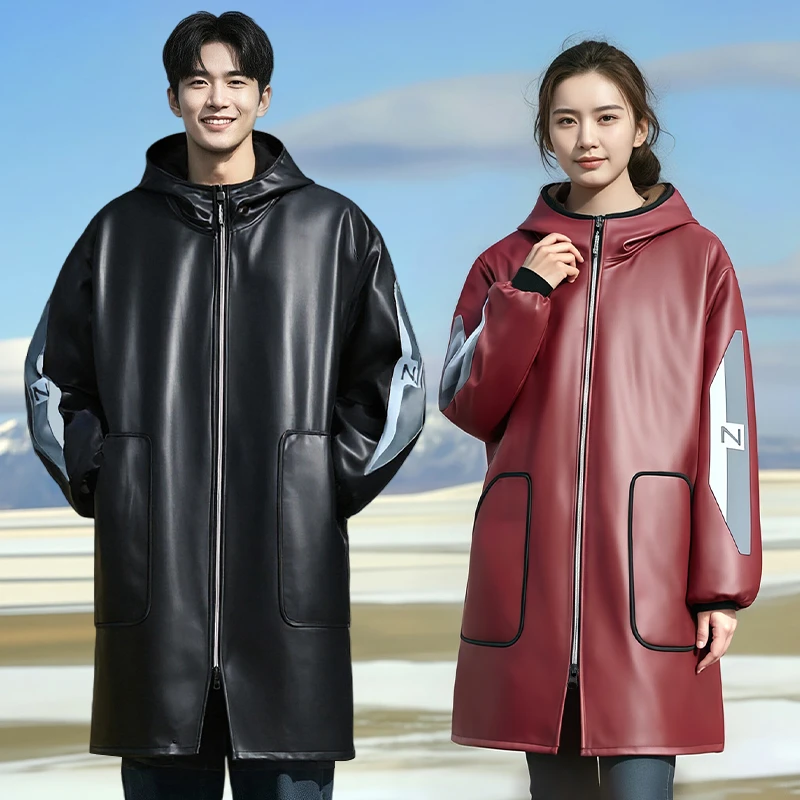 秋冬加绒PU皮防水防油罩衣可外穿围裙厨房餐饮家用男女同款工作服