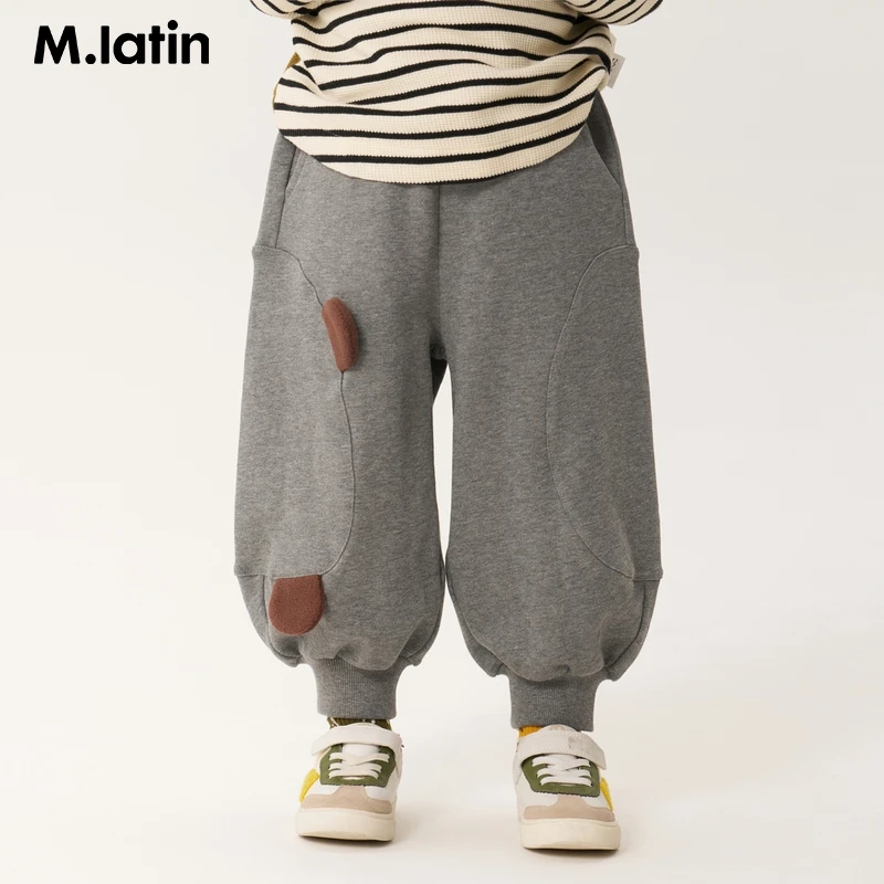 马拉丁童装儿童裤子宝宝2025秋装新款小童立体耳朵造型针织长裤