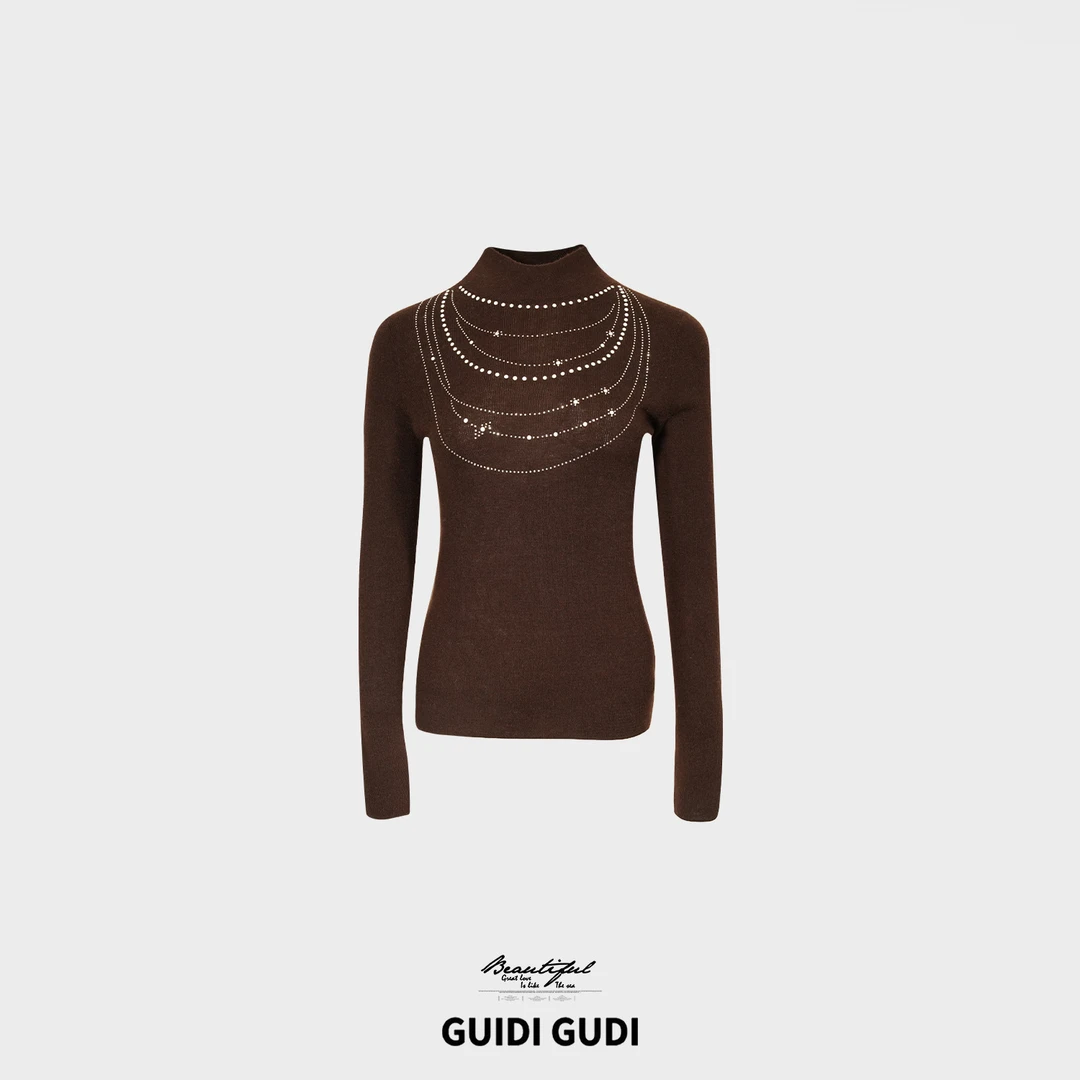 GUIDI GUDI【清光璀璨】绵羊毛中高领保暖慵懒显瘦打底长袖/黄加蓝