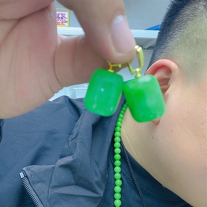 翡翠颈饰14K金镶嵌 桶珠大号