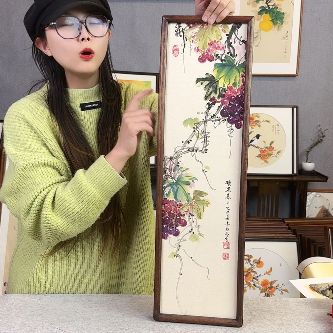 国画手绘带框尺寸：20*70