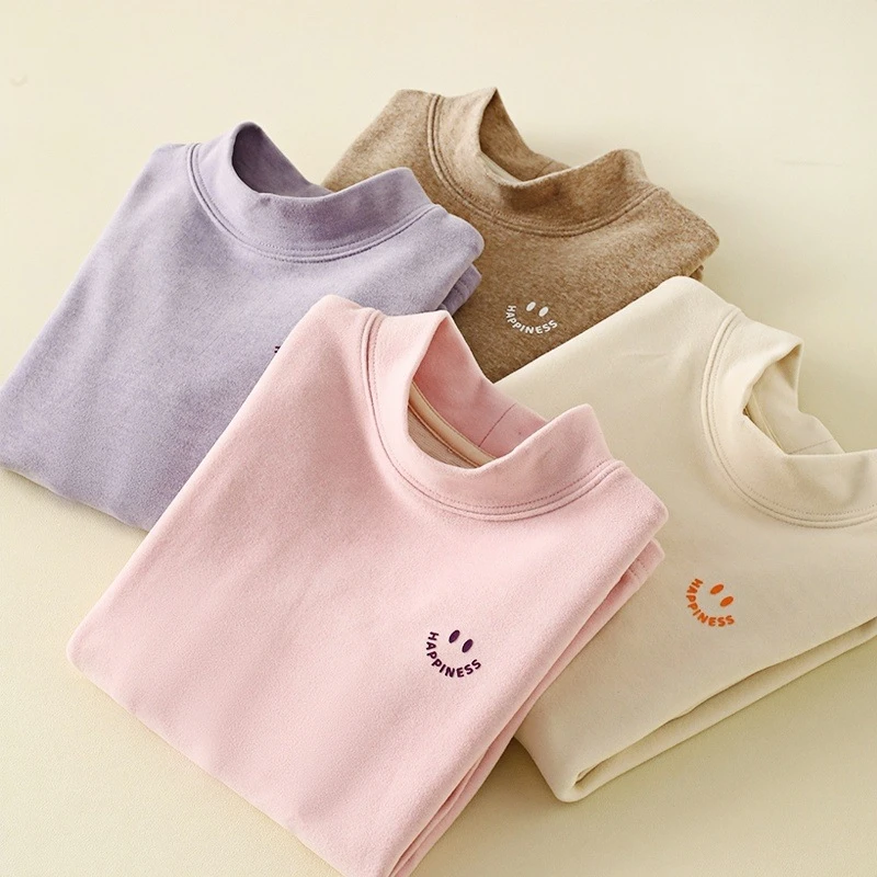 儿童蚕丝羊毛打底衫半高领女男童保暖内衣上衣中大童春秋冬打底