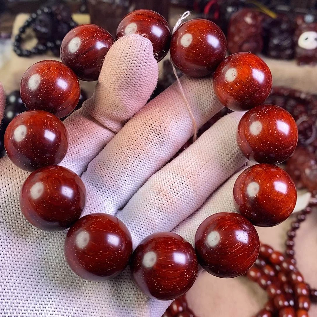 小叶紫檀手串/手链短**云无胶无蜡20多星