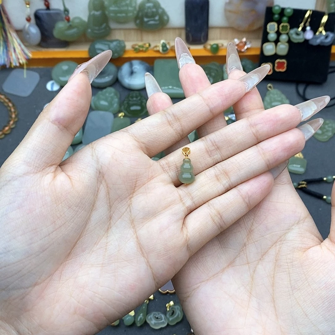 和田玉银S925镶嵌吊坠(不含链)