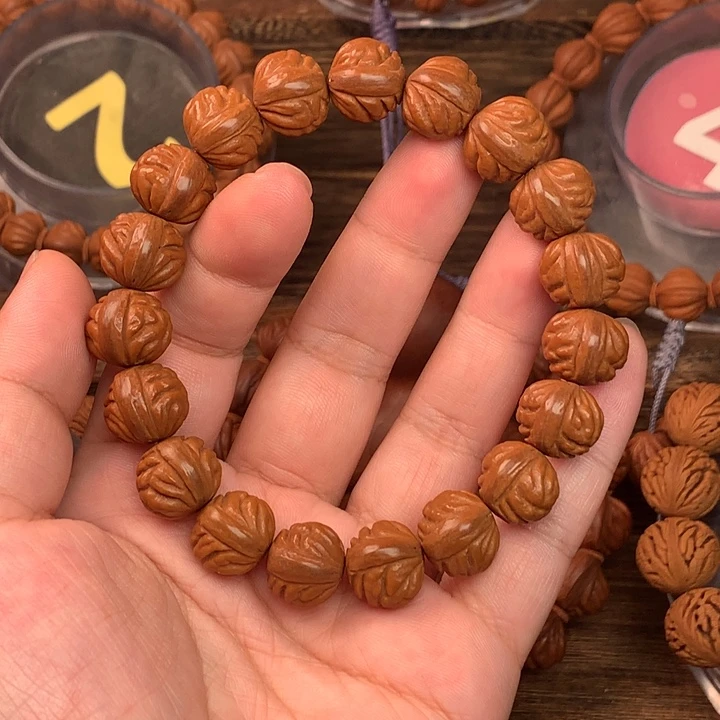 桃核吊坠14精工金豆手串