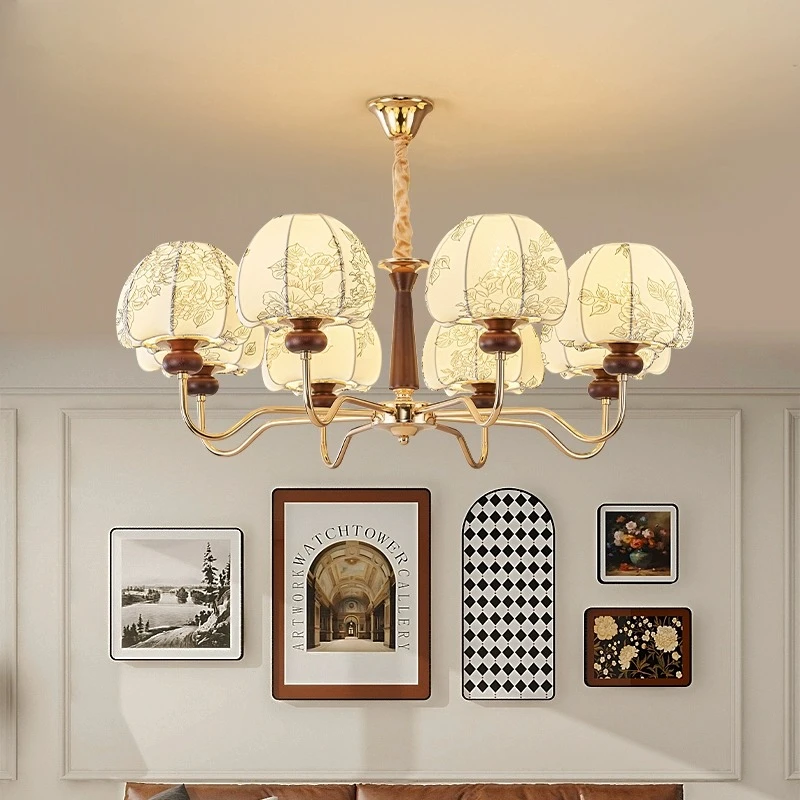 美式复古客厅吊灯2025新款法式中古客厅主灯餐厅卧室吊灯中山灯具