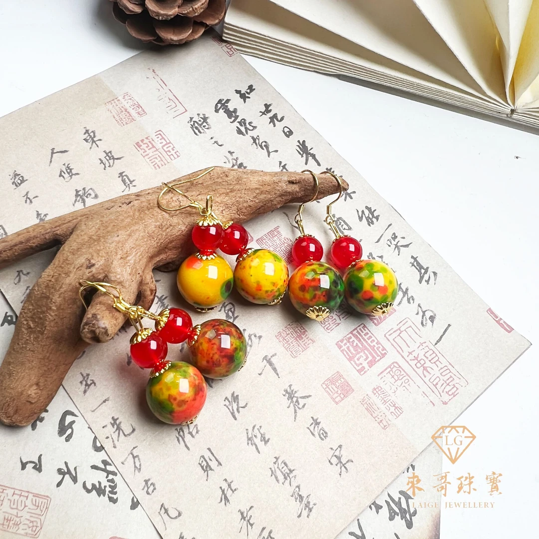 夏日特惠【来哥珠宝】太岁肉灵芝耳环多样性发其一