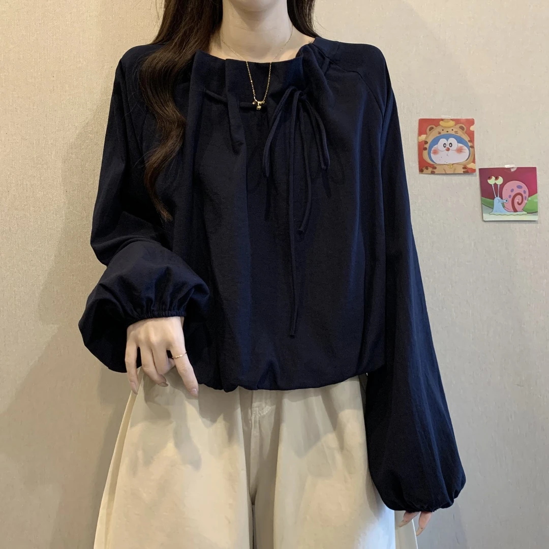 遮肚独特抽绳条纹长袖衬衫女早秋2025新款大码胖mm高级感显瘦上衣