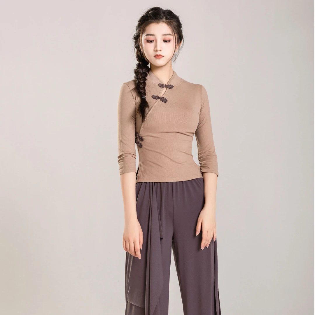 古典舞蹈服装练功服旗袍显瘦现代舞舞蹈服形体服女上衣夏季