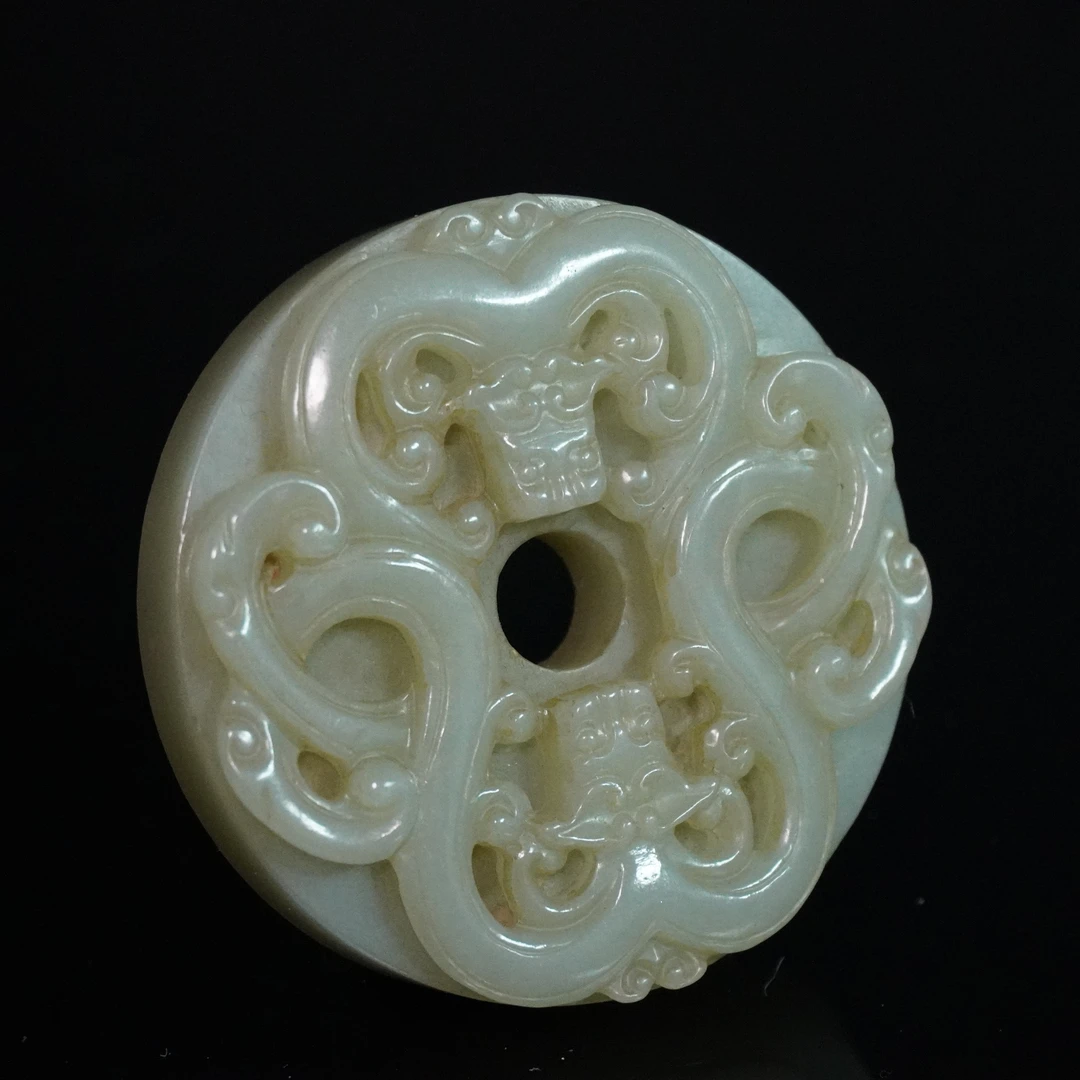 清代和田玉螭龙纹璧/069610/收藏/传承/【友谊文物商店】