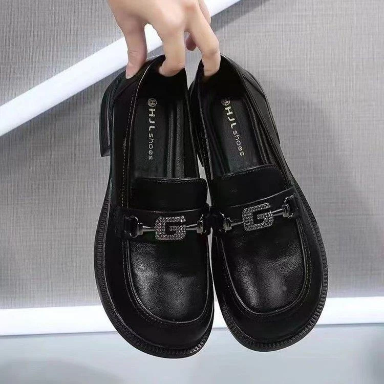 妞清仓单鞋软底真皮春秋季英伦风一脚蹬百搭休闲乐福小皮鞋女