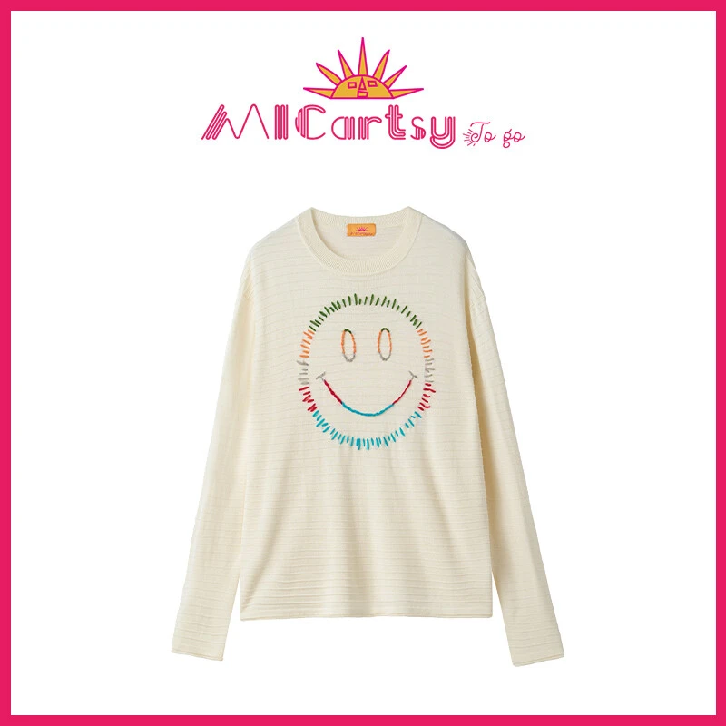 MICartsy王紫珊to go系列新款手工刺绣彩色笑脸针织上衣SCP280