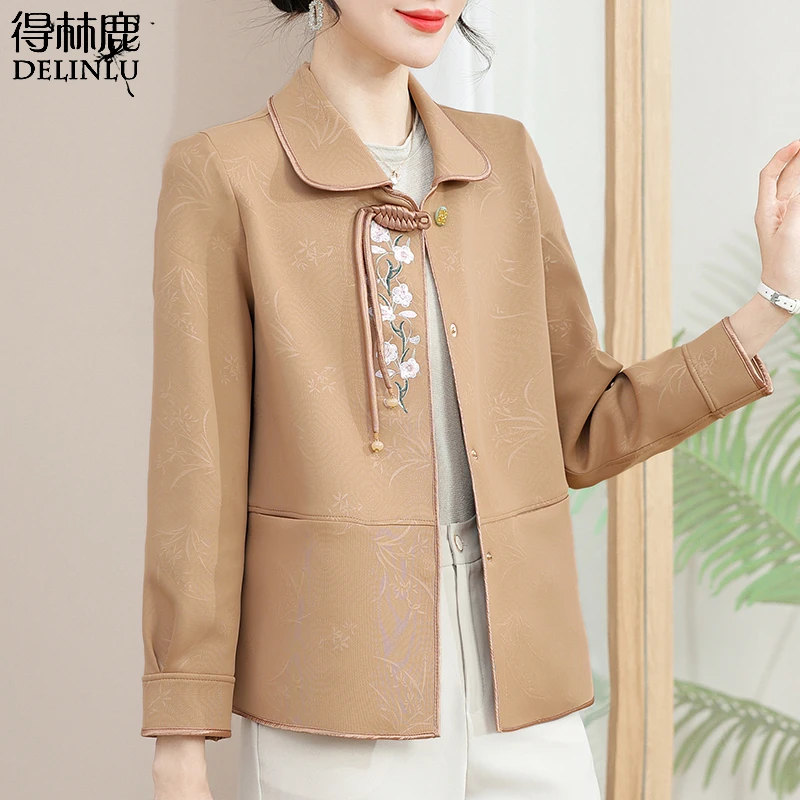 中老年妈妈春装风衣外套短款2025新款新年衣服贵夫人婚宴上衣春秋